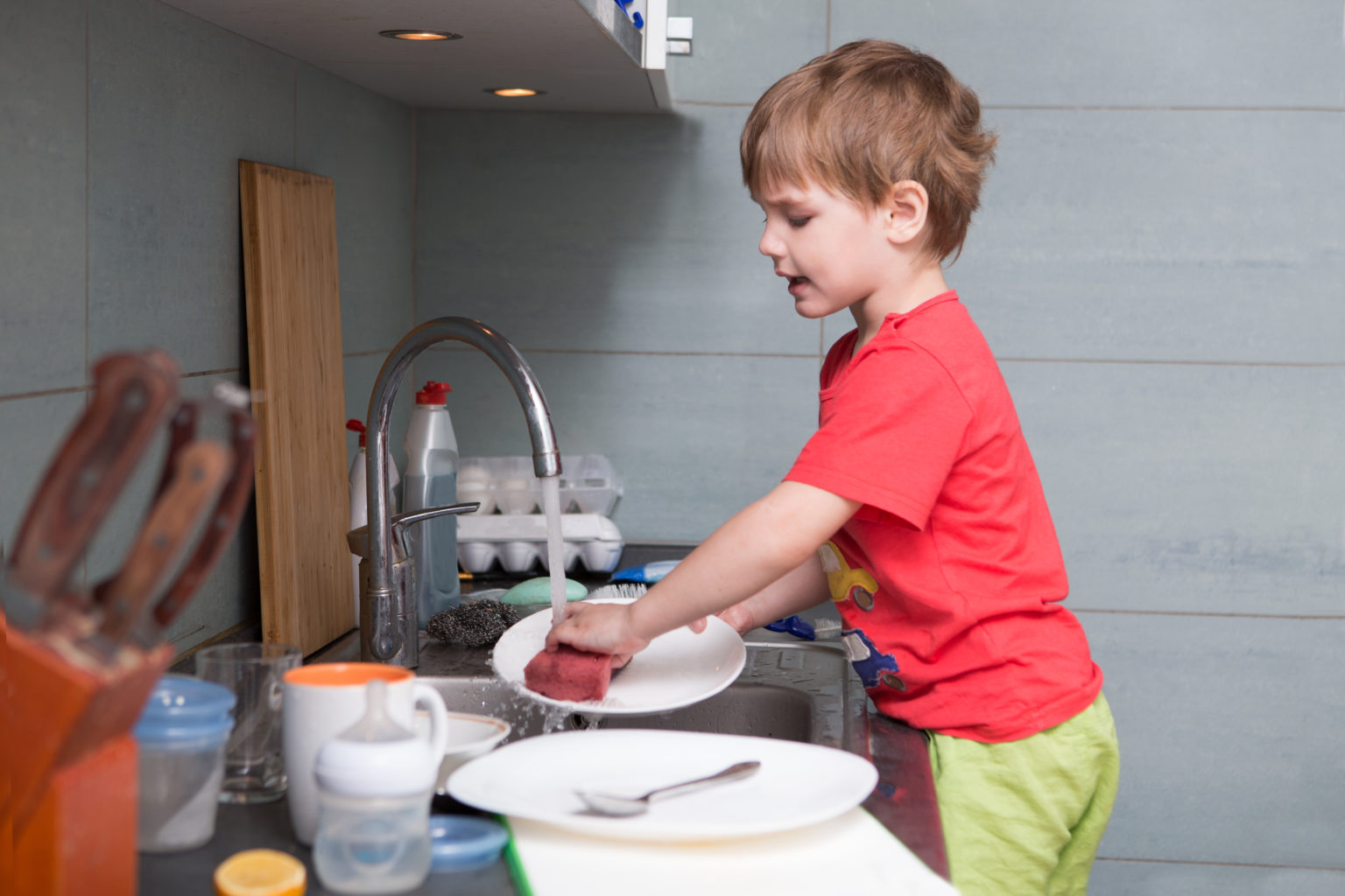 Dad washes up