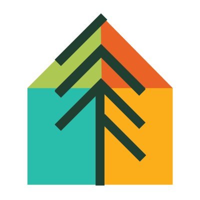 Logo for Yimbytown, an illustration of a quad-colored house with a tree