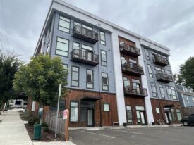 a four-story building in Camas, Washington