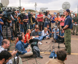 Incident Commander Rich Harvey answers questions about the Waldo Canyon Fire. Source: Michael Rieger/FEMA