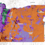 Oregon’s Wildfire Hazard Map and WUI map, overlaid. Source: OR Dept of Forestry.