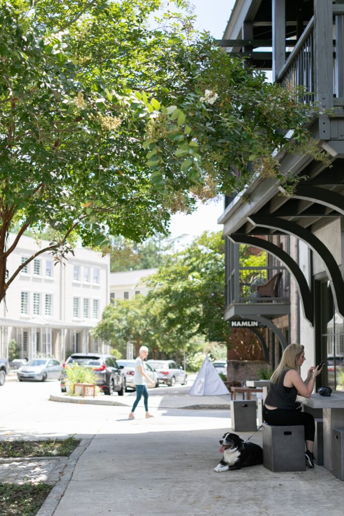 New commercial centers in Chattahoochee Hills were built around walkability, not parking lots. Photo by Serenbe.