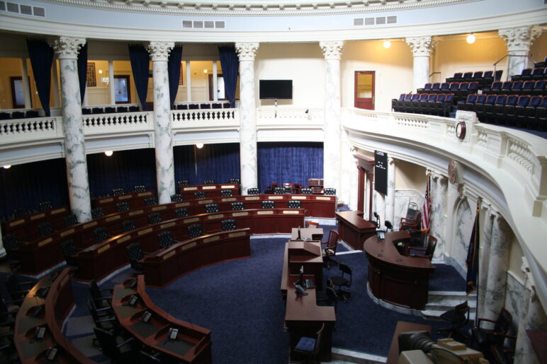 Photo of the empty capitol chambers of Boise, Idaho.